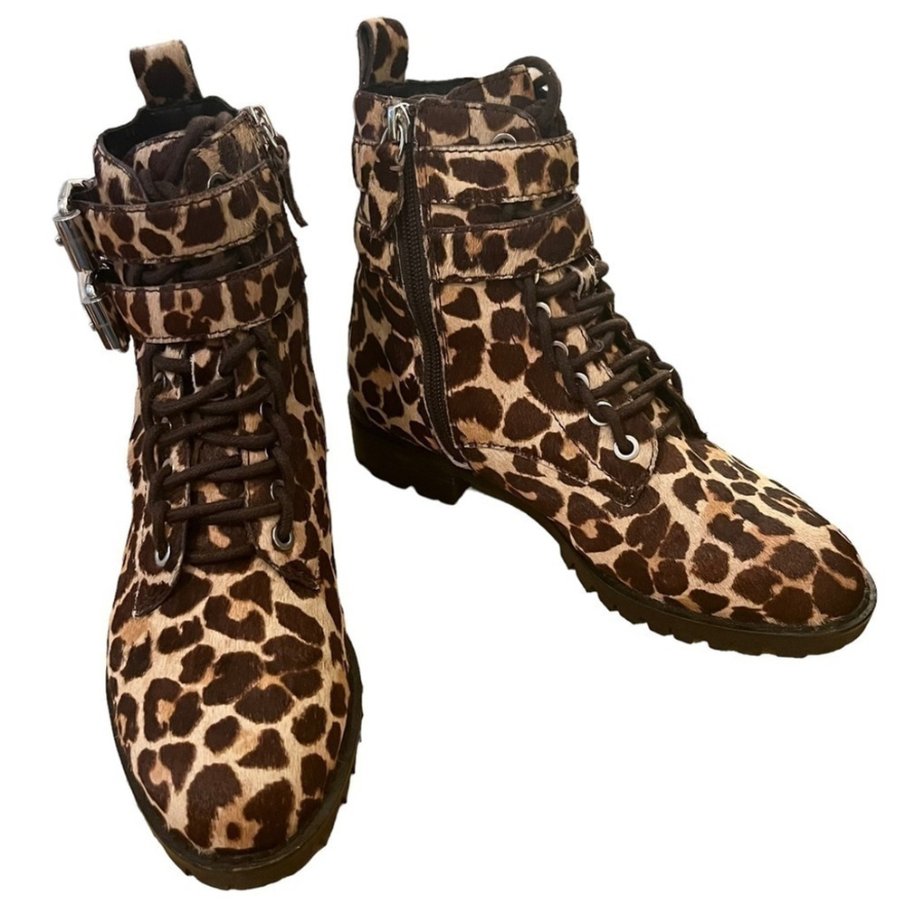 Rebecca MINKOFF Jaiden Ponyhair Animal Print Combat Boots (Size 6) - Picture 2 of 9